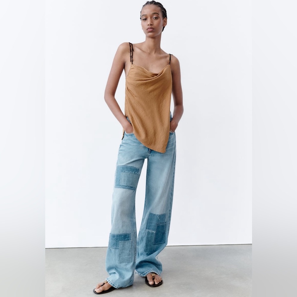 🤎🆕Zara Boho Brown Strappy Tank Top Sz Small NWT